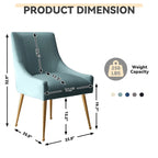 SEYNAR Modern Glam Boucle Pleated Velvet Dining Chair or Vanity Chair Set of 6 with Rear Handle