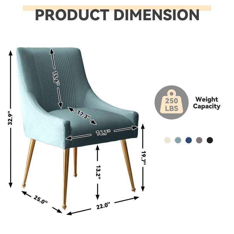 SEYNAR Modern Glam Boucle Pleated Velvet Dining Chair or Vanity Chair Set of 6 with Rear Handle