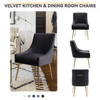 SEYNAR Modern Glam Boucle Pleated Velvet Dining Chair or Vanity Chair Set of 6 with Rear Handle