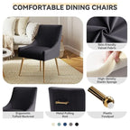 SEYNAR Modern Glam Boucle Pleated Velvet Dining Chair or Vanity Chair Set of 6 with Rear Handle