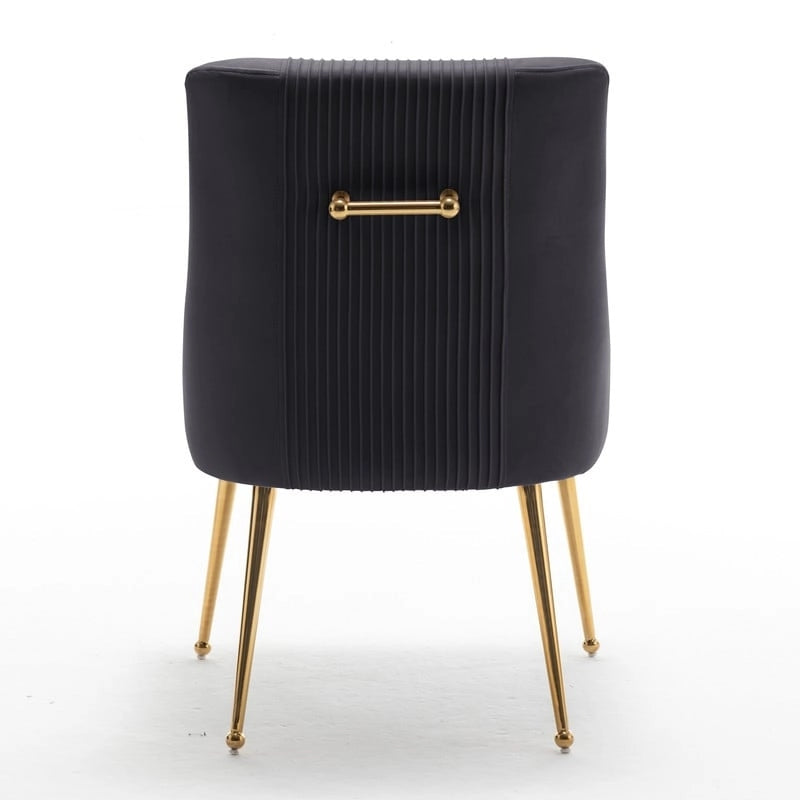 SEYNAR Modern Glam Boucle Pleated Velvet Dining Chair or Vanity Chair Set of 6 with Rear Handle