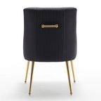 SEYNAR Modern Glam Boucle Pleated Velvet Dining Chair or Vanity Chair Set of 6 with Rear Handle