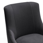 SEYNAR Modern Glam Boucle Pleated Velvet Dining Chair or Vanity Chair Set of 6 with Rear Handle