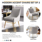 SEYNAR Modern Glam Boucle Pleated Velvet Dining Chair or Vanity Chair Set of 6 with Rear Handle