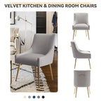 SEYNAR Modern Glam Boucle Pleated Velvet Dining Chair or Vanity Chair Set of 6 with Rear Handle