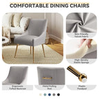 SEYNAR Modern Glam Boucle Pleated Velvet Dining Chair or Vanity Chair Set of 6 with Rear Handle