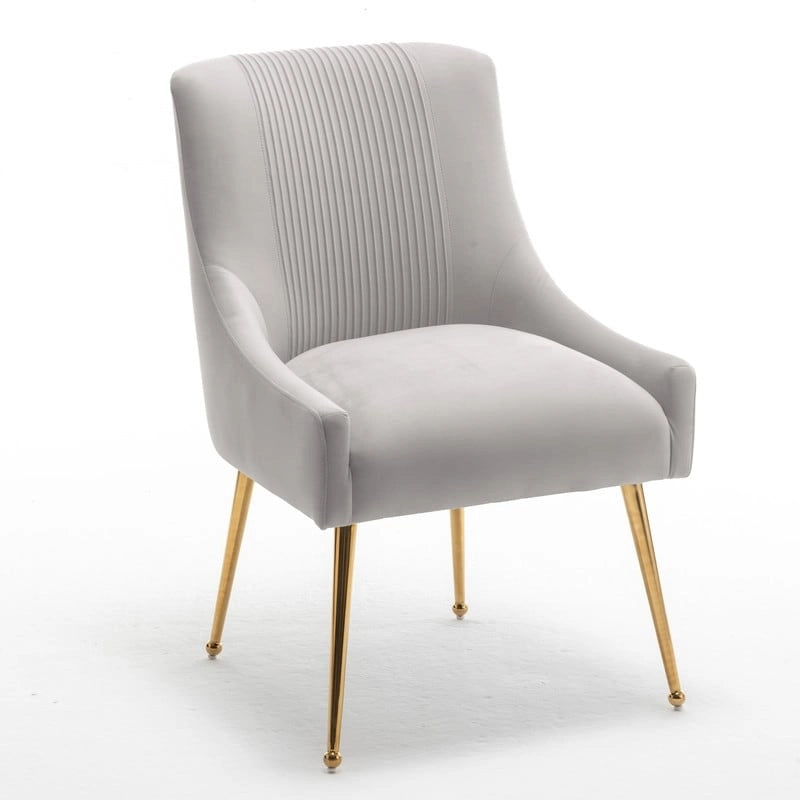 SEYNAR Modern Glam Boucle Pleated Velvet Dining Chair or Vanity Chair Set of 6 with Rear Handle