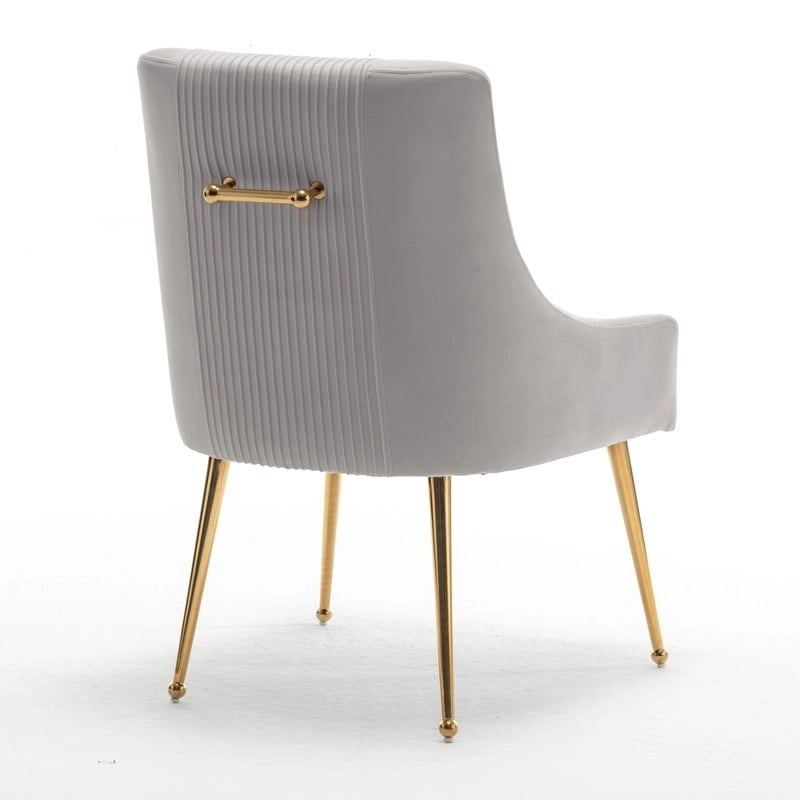 SEYNAR Modern Glam Boucle Pleated Velvet Dining Chair or Vanity Chair Set of 6 with Rear Handle