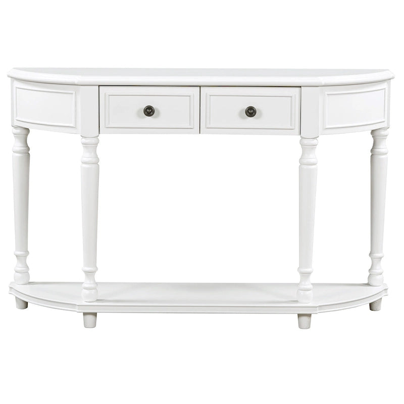 Nestfair Retro Wooden Console Table with Open Shelf Two Drawers