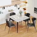 Modern Sintered Stone Marble Effect Table Top Kitchen Dining Table Square 4-Seat