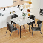 Modern Sintered Stone Marble Effect Table Top Kitchen Dining Table Square 4-Seat