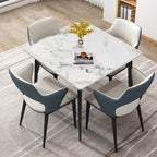 Modern Sintered Stone Marble Effect Table Top Kitchen Dining Table Square 4-Seat