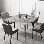 Modern Sintered Stone Marble Effect Table Top Kitchen Dining Table Square 4-Seat