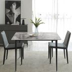 Modern Sintered Stone Marble Effect Table Top Kitchen Dining Table Square 4-Seat