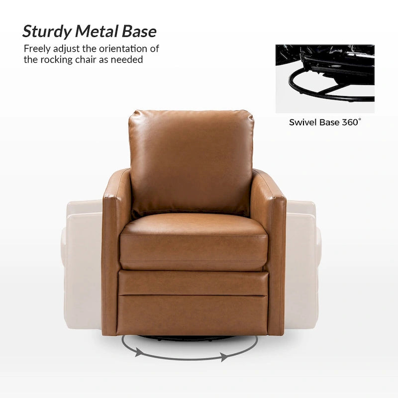 Terrance Transitional Swivel Faux Leather Barrel Chair with Metal Base Set of 2