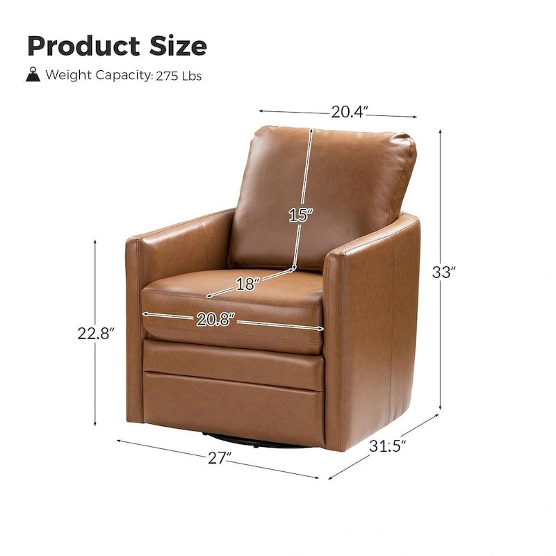 Terrance Transitional Swivel Faux Leather Barrel Chair with Metal Base Set of 2
