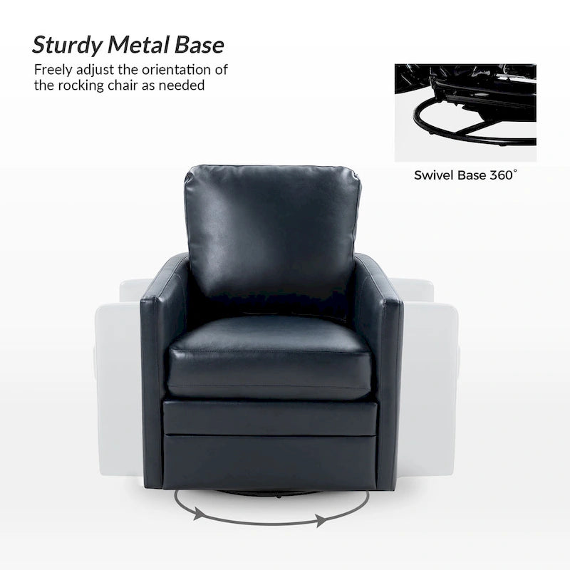 Terrance Transitional Swivel Faux Leather Barrel Chair with Metal Base Set of 2