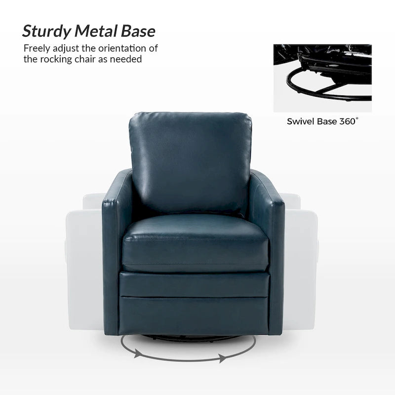 Terrance Transitional Swivel Faux Leather Barrel Chair with Metal Base Set of 2