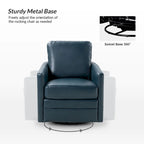 Terrance Transitional Swivel Faux Leather Barrel Chair with Metal Base Set of 2
