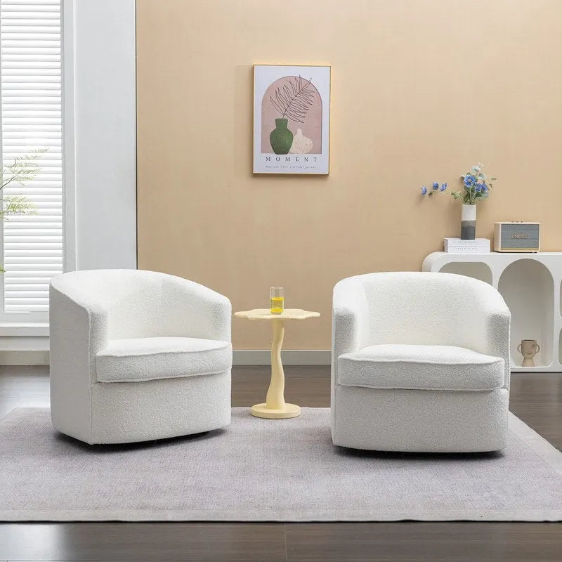SEYNAR Modern Boucle Upholstered 360 Degree Swivel Accent Club Chair Set of 2