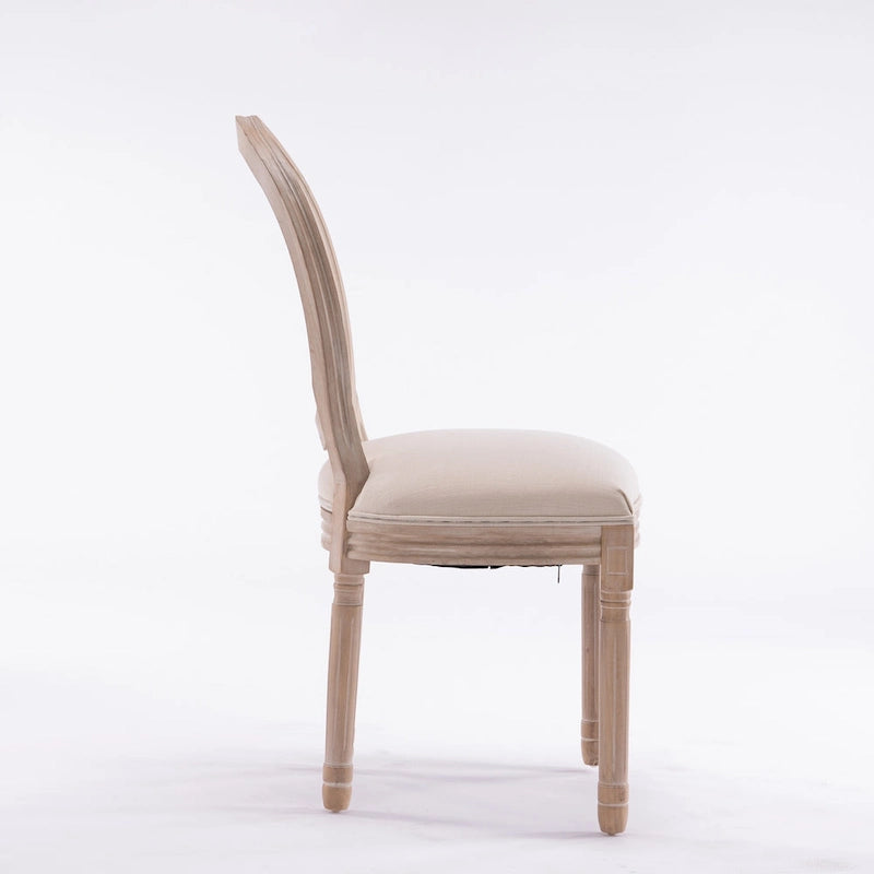 Style Solid Wood Frame Antique Painting Rattan Back Dining Chair Set of 2