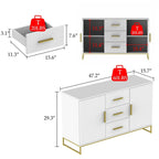 47 Buffet Credenza with Double Doors and 3 Drawers - 47.2L