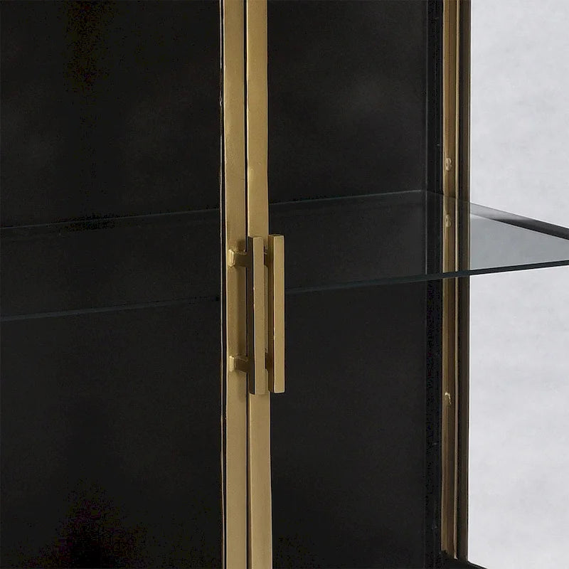 Brynlee 36-inch Gunmetal and Brass Finished Iron and Glass 2-Door Sideboard