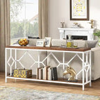 70.9 Inch Sofa Console Table with Open Storage Shelf, Industrial Narrow Extra Long Sofa Tables Entry Table Behind Couch Table
