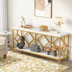 70.9 Inch Sofa Console Table with Open Storage Shelf, Industrial Narrow Extra Long Sofa Tables Entry Table Behind Couch Table