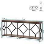 70.9 Inch Sofa Console Table with Open Storage Shelf, Industrial Narrow Extra Long Sofa Tables Entry Table Behind Couch Table