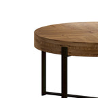 33.86  Modern Retro Splicing Wooden Round Coffee Table with Cross Legs Base