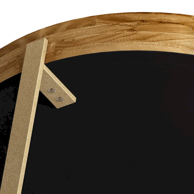 33.86  Modern Retro Splicing Wooden Round Coffee Table with Cross Legs Base