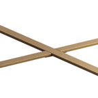 33.86  Modern Retro Splicing Wooden Round Coffee Table with Cross Legs Base