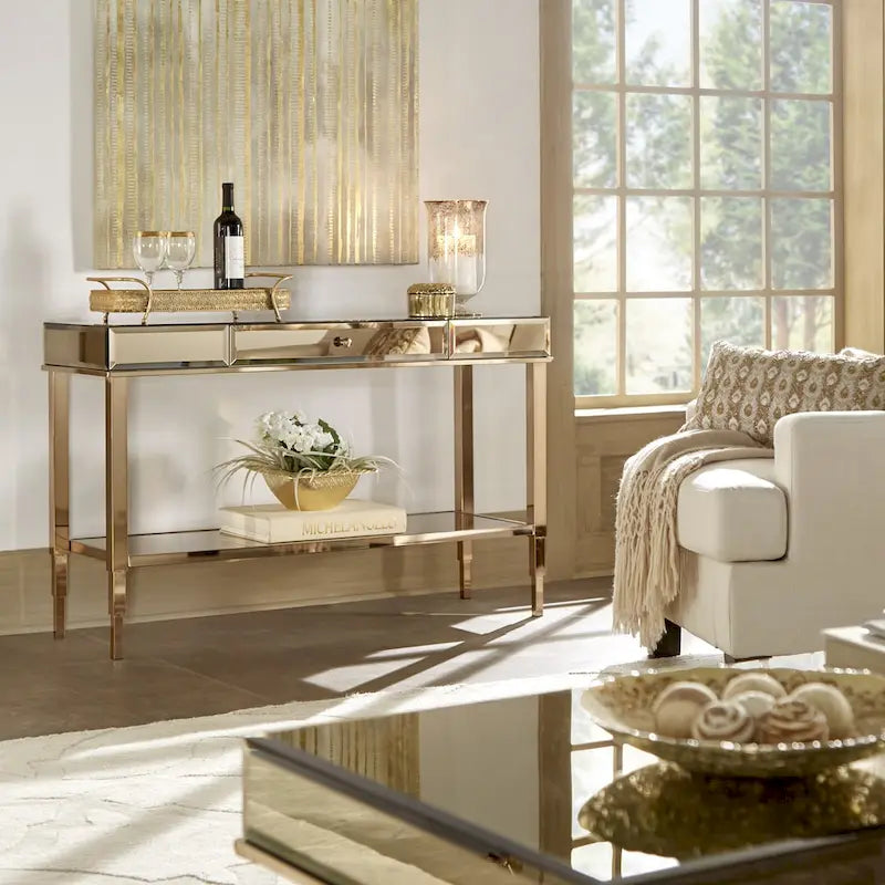 Camille Mirrored TV Stand Console Table with Drawer by iNSPIRE Q Bold
