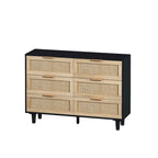 6 Drawers Rattan Storage Cabinet Rattan Drawer,for Bedroom,Living Room,Wood Color