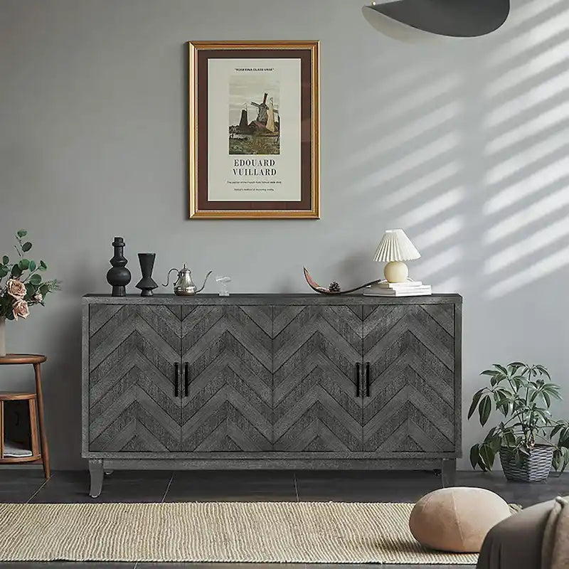 4 Door Wooden Cabinets for Living Room Dining Room Bedroom