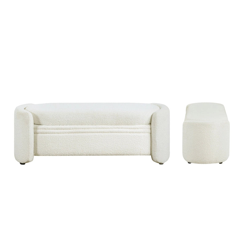 DH BASIC Pressice Contemporary Boucle Storage Bench for Bedroom Entryway by Denhour