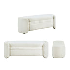 DH BASIC Pressice Contemporary Boucle Storage Bench for Bedroom Entryway by Denhour