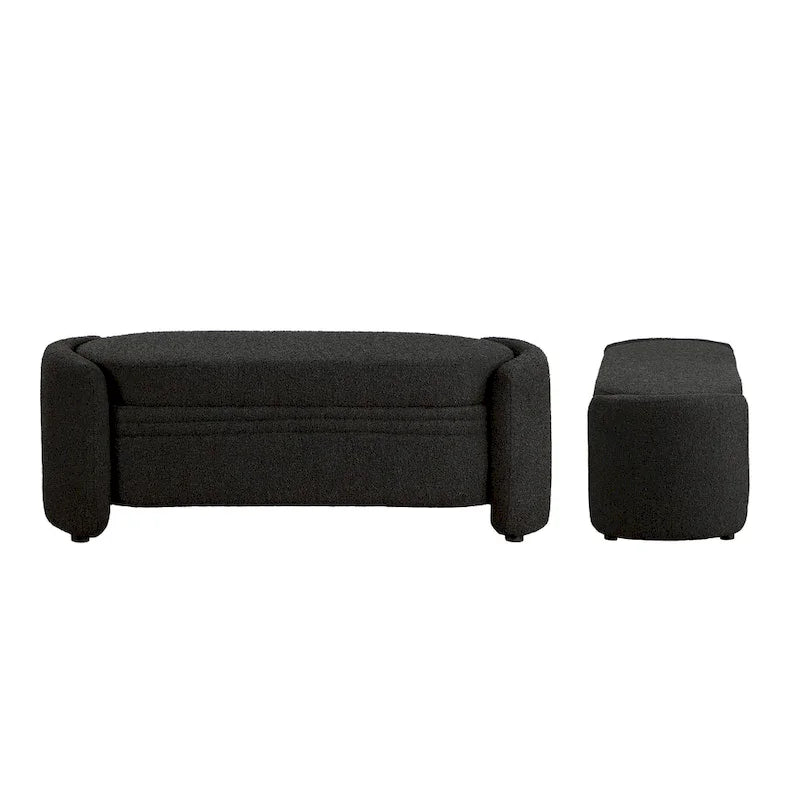 DH BASIC Pressice Contemporary Boucle Storage Bench for Bedroom Entryway by Denhour