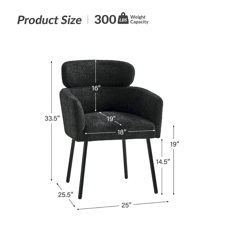 Amos Modern Boucle Dining Chair with Adjustment Feet by HULALA HOME