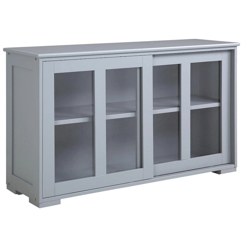 HOMCOM Modern Kitchen Sideboard, Stackable Storage Cabinet, Sliding Glass Door Console, Cupboard Serving Buffet for Kitchen