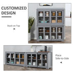 HOMCOM Modern Kitchen Sideboard, Stackable Storage Cabinet, Sliding Glass Door Console, Cupboard Serving Buffet for Kitchen