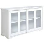 HOMCOM Modern Kitchen Sideboard, Stackable Storage Cabinet, Sliding Glass Door Console, Cupboard Serving Buffet for Kitchen