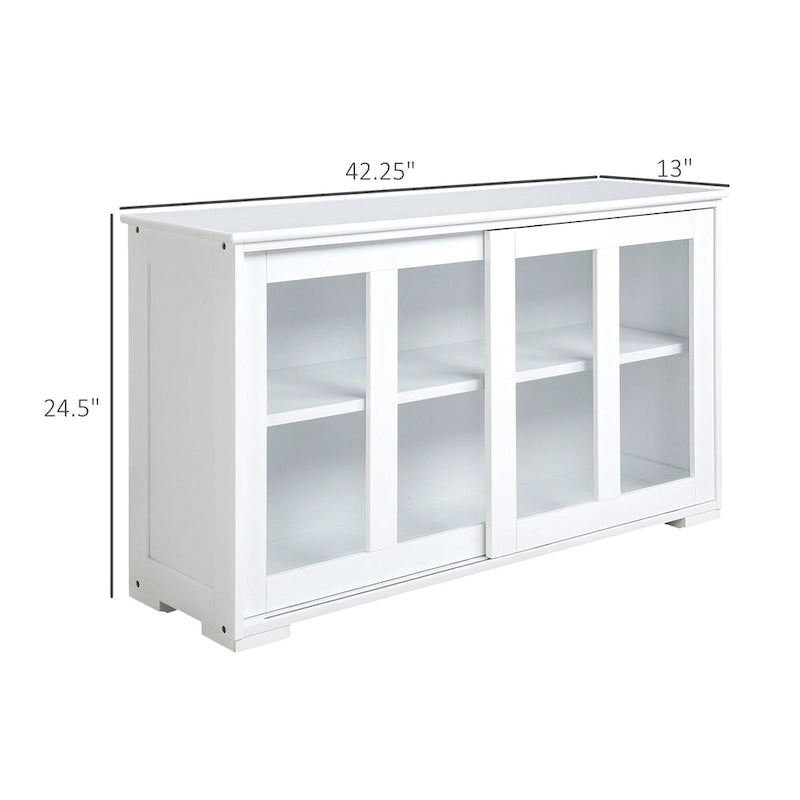 HOMCOM Modern Kitchen Sideboard, Stackable Storage Cabinet, Sliding Glass Door Console, Cupboard Serving Buffet for Kitchen