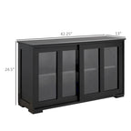 HOMCOM Modern Kitchen Sideboard, Stackable Storage Cabinet, Sliding Glass Door Console, Cupboard Serving Buffet for Kitchen