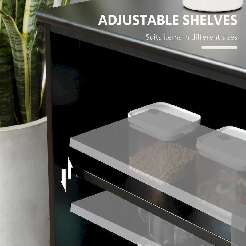 HOMCOM Modern Kitchen Sideboard, Stackable Storage Cabinet, Sliding Glass Door Console, Cupboard Serving Buffet for Kitchen