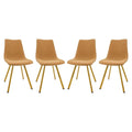 Leather Dining Chair Set of 4 With Gold Metal Legs Modern Accent Side Chair