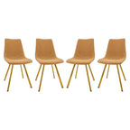 Leather Dining Chair Set of 4 With Gold Metal Legs Modern Accent Side Chair
