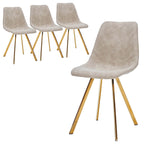 Leather Dining Chair Set of 4 With Gold Metal Legs Modern Accent Side Chair