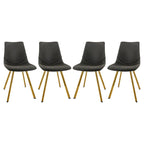 Leather Dining Chair Set of 4 With Gold Metal Legs Modern Accent Side Chair